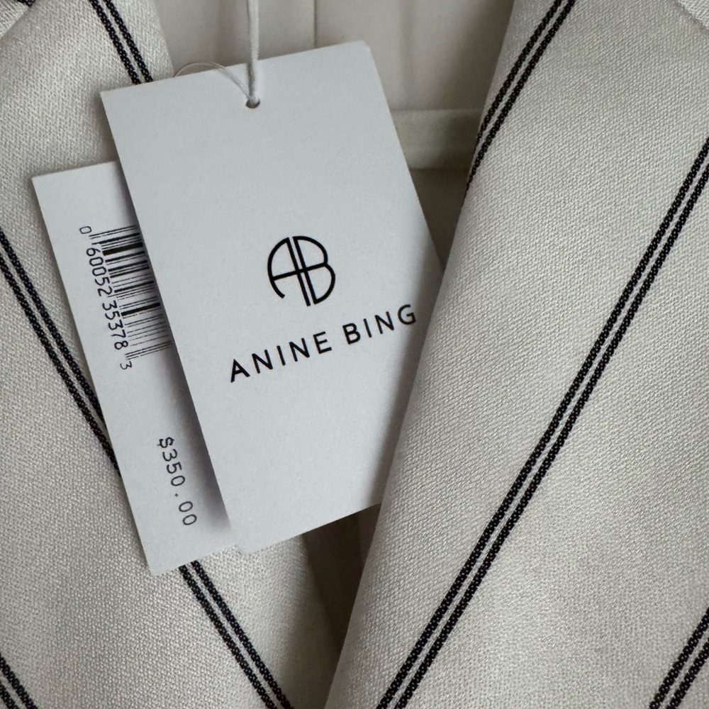 Anine Bing Black and White Striped Blazer - Picture 5 of 7